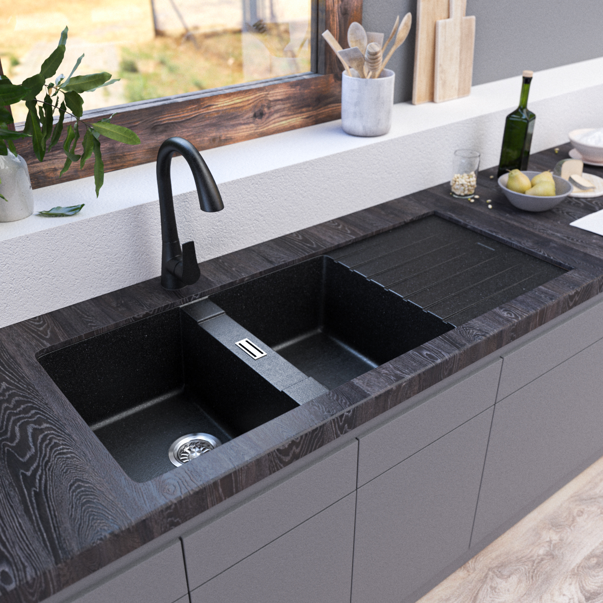 black kitchen granite sinks