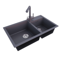 Lavé Granite Composite Kitchen Sink Double Bowl 860x460mm Light Grey