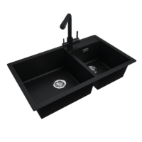 Lavé Granite Composite Kitchen Sink Double Bowl 860x460mm Black