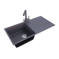 Lavé Granite Composite Kitchen Sink Single Bowl With Draining Board 1000x500mm Light Grey