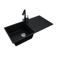 Lavé Granite Composite Kitchen Sink Single Bowl With Draining Board 1000x500mm Black