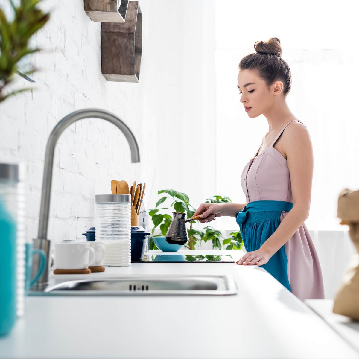 Kitchen mixer taps installed in a contemporary kitchen with modern finishes